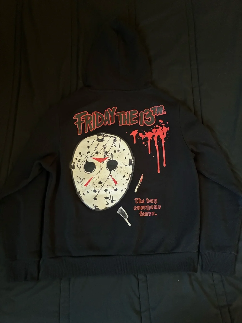 Friday the 13th Kids Black Zip-Up Hoodie with Mask Graphic